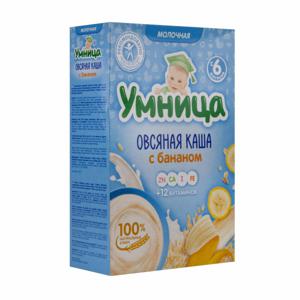 Детская молочная каша Умница 200гр овсяная с бананом БЗМЖ