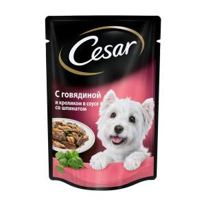 Корм для собак Cesar 85гр говядина и кролик со шпинатом