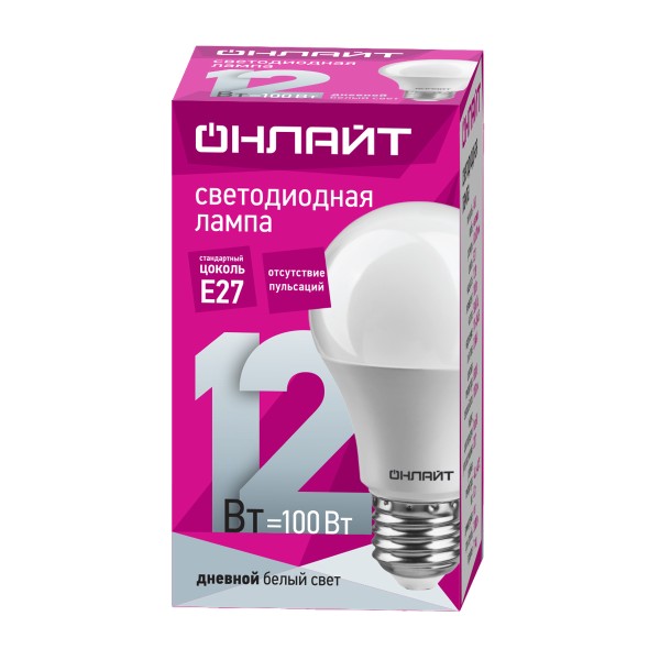 Лампа светодиодная Онлайт 61 141 OLL-A60-12-230-6.5K-E27