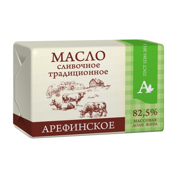 Масло сливочное традиционное Арефинское 82,5% 180г РАМОЗ БЗМЖ
