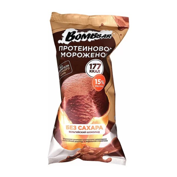 Мороженое стаканчик Бельгийский шоколад протеиновое шоколадное 90г Bombbar БЗМЖ