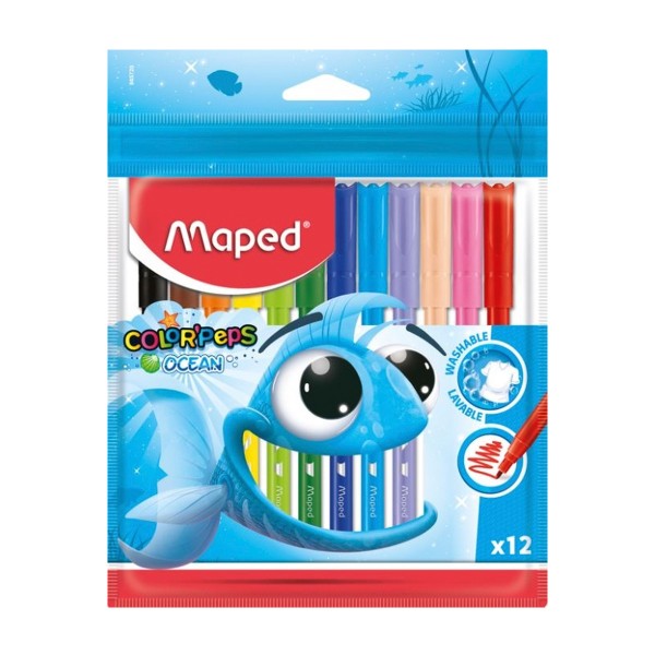 Фломастеры Color'peps Ocean суперсмываемые 12цв Maped