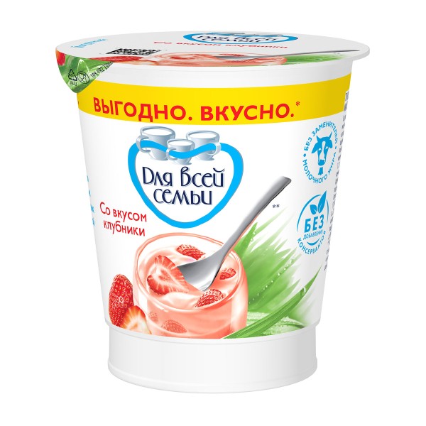 Продукт йогуртный Для всей семьи 1% 290г клубника БЗМЖ