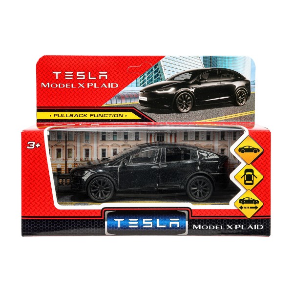 Машина Tesla model X Plaid металлическая с открывающимися дверями 12см Технопарк