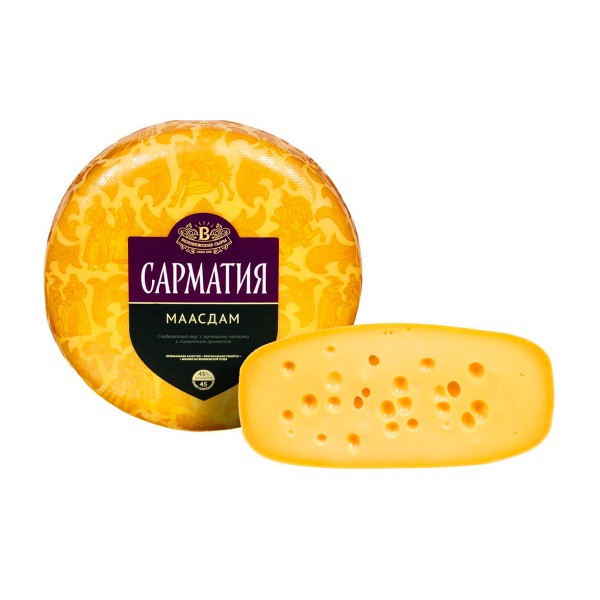 Сыр Сарматия Маасдам 45% Беловежские сыры БЗМЖ