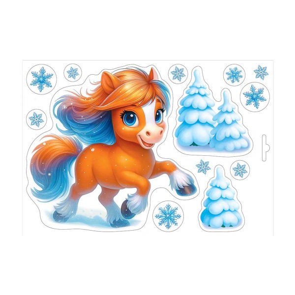 Наклейка двусторонняя рыжая лошадка