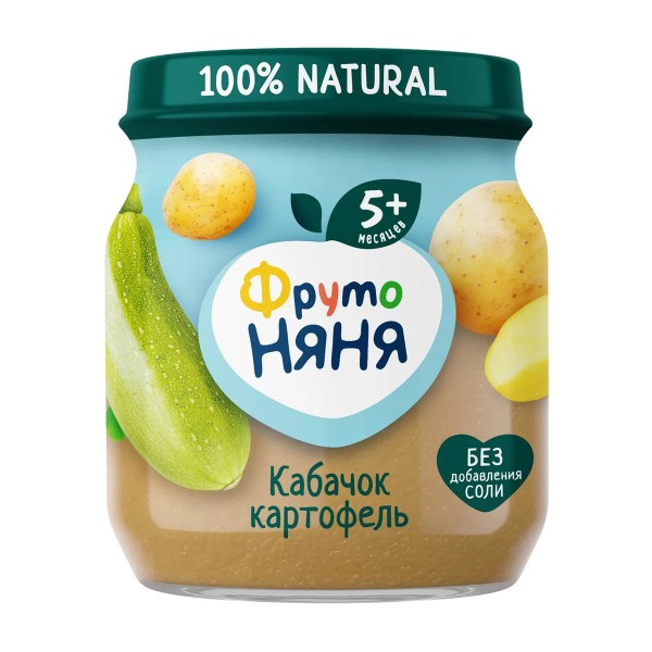 Пюре детское Фрутоняня 100% Natural 110г кабачок, картофель