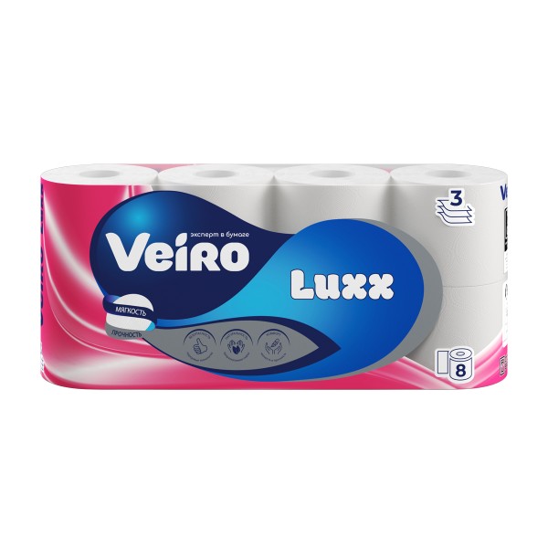 Бумага туалетная Veiro luxoria 3-слойная 8шт