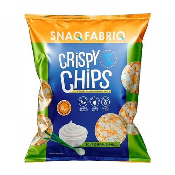 Чипсы Crispy Chips цельнозерновые Snaq fabriq 50г сметана и зелёный лук