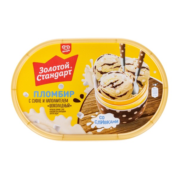 Мороженое Золотой стандарт пломбир с суфле и шоколадным наполнителем Инмарко 475г БЗМЖ