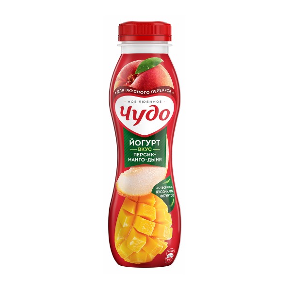 Йогурт Чудо питьевой 260г 1,9% Вимм-Билль-Данн БЗМЖ персик-манго-дыня