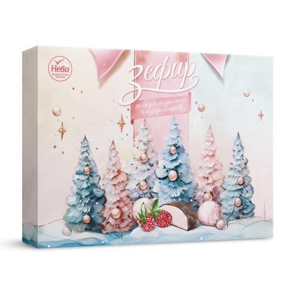 Зефир со вкусом малины глазированный Нева 185г