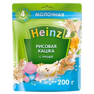 Каша молочная Heinz 200гр рисовая с грушей омега 3 с 4 месяцев БЗМЖ