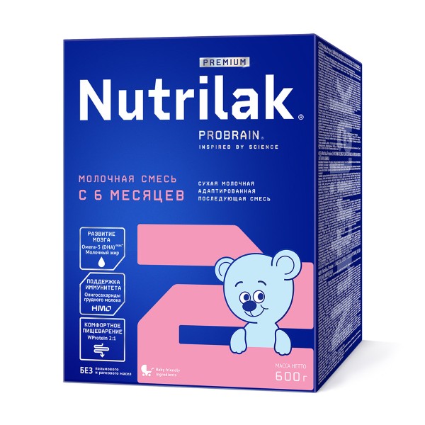 Смесь молочная сухая с 6ти месяцев Nutrilak Premium 2 600г БЗМЖ