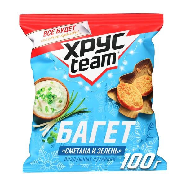 Сухарики Хрусteam багет 100г сметана зелень