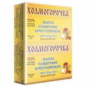 Масло сливочное Крестьянское Холмогорочка 72,5% 180гр БЗМЖ