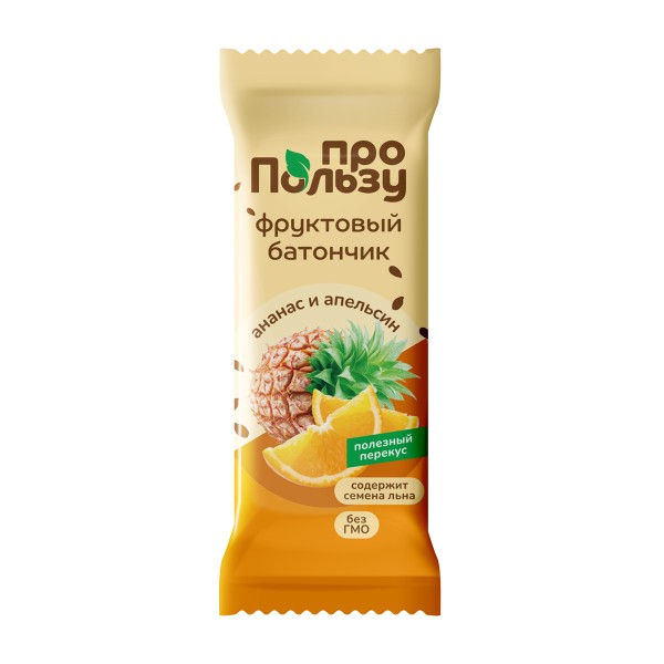 Батончик фруктовый ПроПользу 33г ананас-апельсин
