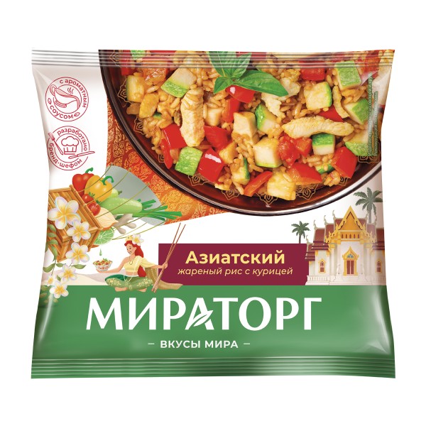 Азиатский жареный рис с курицей замороженный 400г