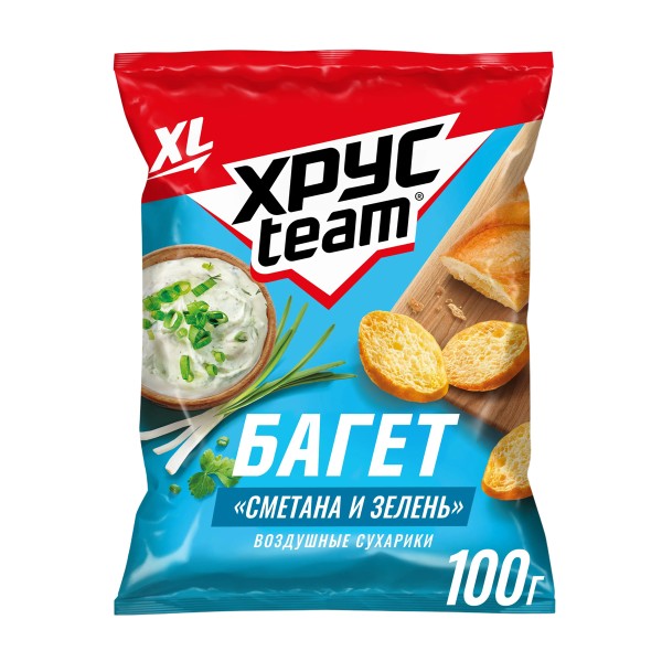 Сухарики Хрусteam багет 100г сметана зелень