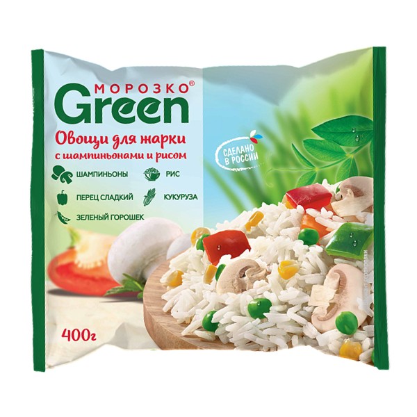 Смесь овощная Морозко Green для жарки с рисом и шампиньонами 400г