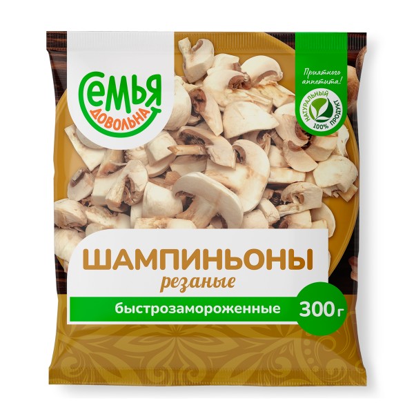 Шампиньоны резаные Семья довольна 300г