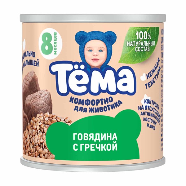 Пюре детское Тема 90г говядина гречка