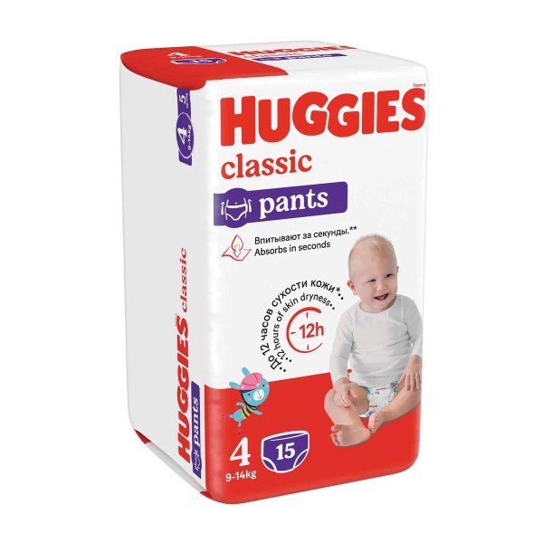 Подгузники-трусики Huggies №4 Classic 9-14кг 15шт