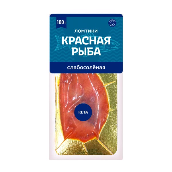 Кета ломтики слабой соли 100г нарезка