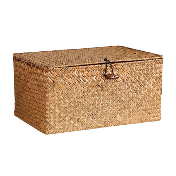 Корзина для хранения плетеная с крышкой 26x16x10см