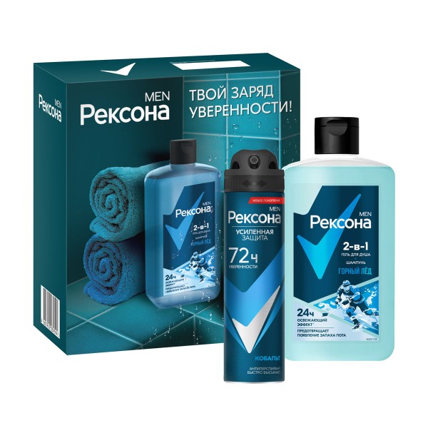 Набор подарочный Рексона Men Сильнее сомнений: Шампунь 2в1, дезодорант