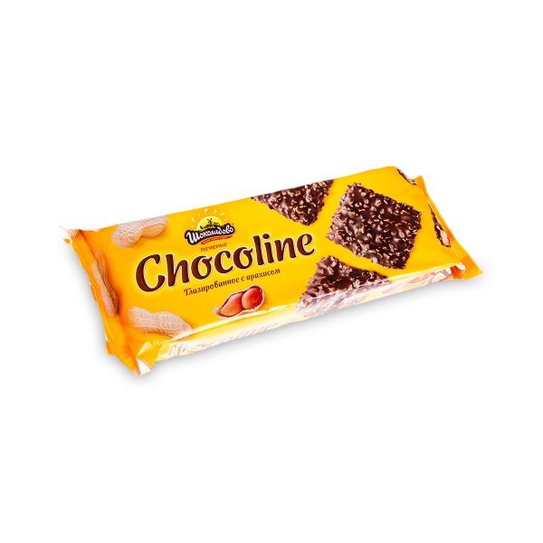 Печенье глазированное Chocoline Шоколадово 200г с арахисом