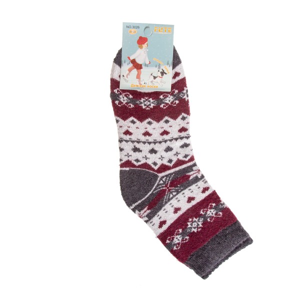 Носки детские махра шерсть высокие ассорти р.20-22 Fute