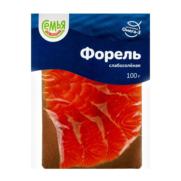 Форель слабой соли филе-ломтики Семья довольна 100г