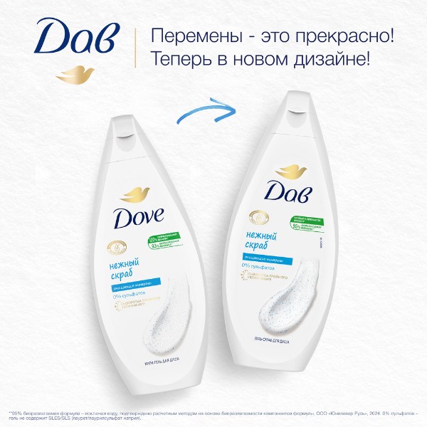 Крем-гель для душа Дав 250мл нежное обновление