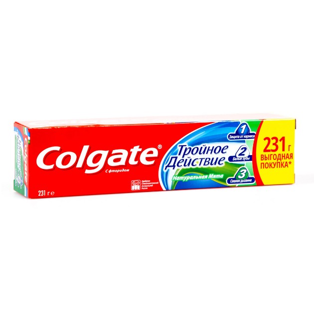 Зубная паста Colgate Тройное действие Натуральная мята для защиты от кариеса, удаления потемнений с зубов и свежего дыхания 150 мл