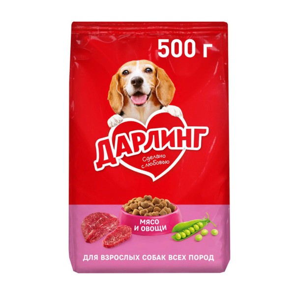 Корм для собак Дарлинг 500г с мясом и овощами