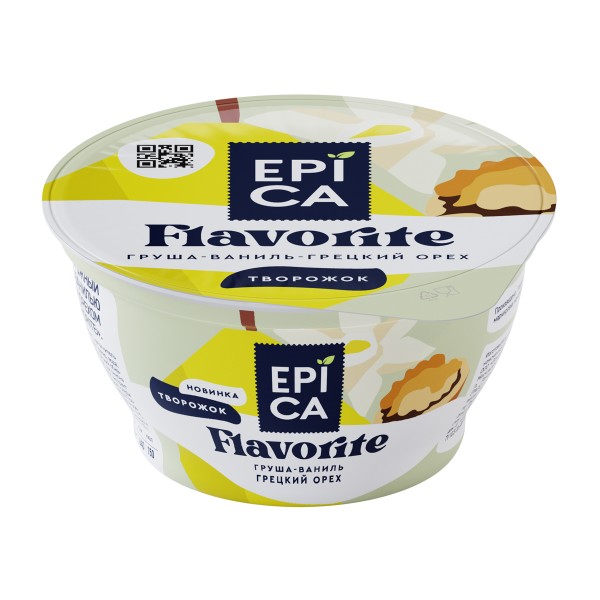 Десерт творожный Epica Flavorite 130г Эрман 8% груша, ваниль и грецкий орех БЗМЖ