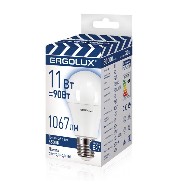 Лампа светодиодная Ergolux LED-A60-11W-E27-6K