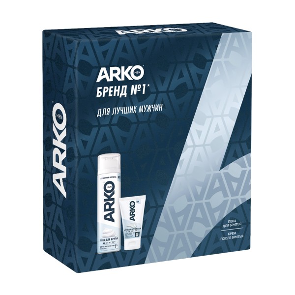 Набор подарочнй Arko: Пена для бритья Sensitive 200мл, крем после бритья Sensitive 50мл