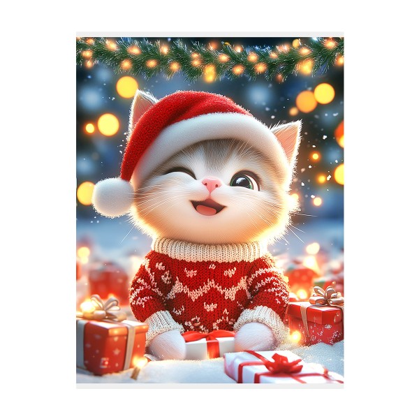 Набор для творчества Холст с красками 17х22см Рыжий кот Котенок с подарками