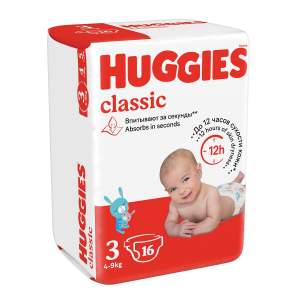 Подгузники Huggies Classic №3 4-9кг 16шт