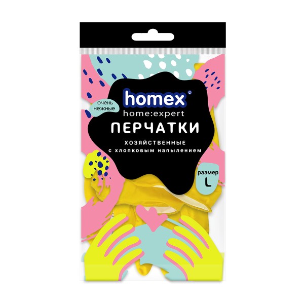 Перчатки латексные Очень нежные с хлопковым напылением Homex размер l