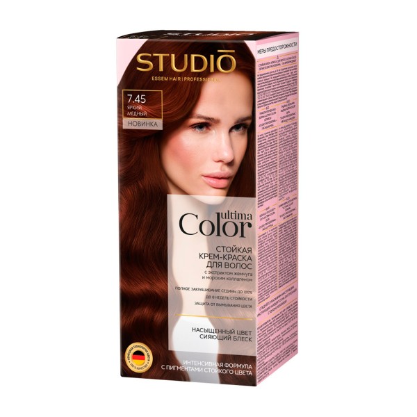 Крем-краска для волос Studio Professional Ultima Color 7.45 яркий медный