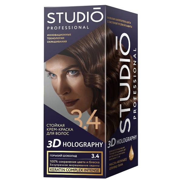 Краска для волос Studio 3D Holography 3.4 горький шоколад