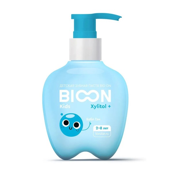 Паста зубная Lovular Bio On детская 200мл с ксилитом/сладкая жвачка бабл гам
