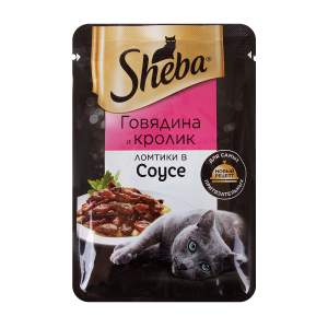 Корм для кошек Sheba 75г с говядиной и кроликом в соусе