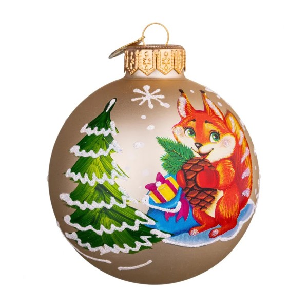 Шар новогодний Рыженькая белочка 80мм Коломеев
