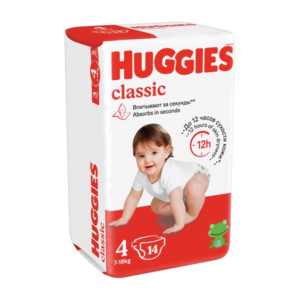 Подгузники Huggies Classic №4 7-18кг 14шт