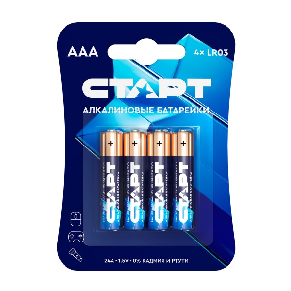 Батарейка алкалиновая Старт LR03 4шт ААА