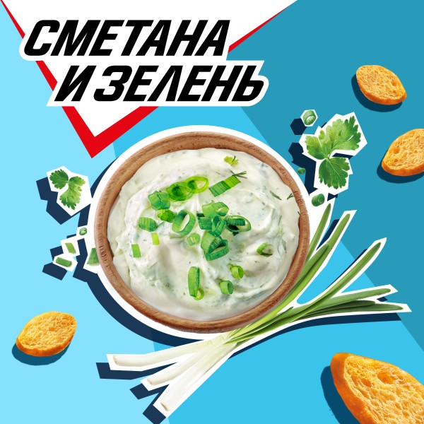 Сухарики Хрусteam багет 100г сметана зелень